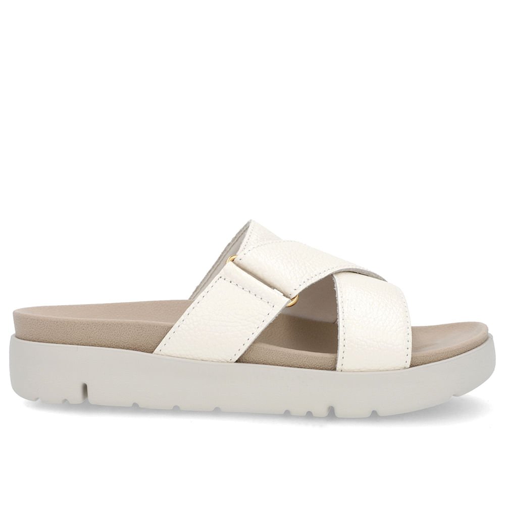 Tamanco Tiras Couro Off-White