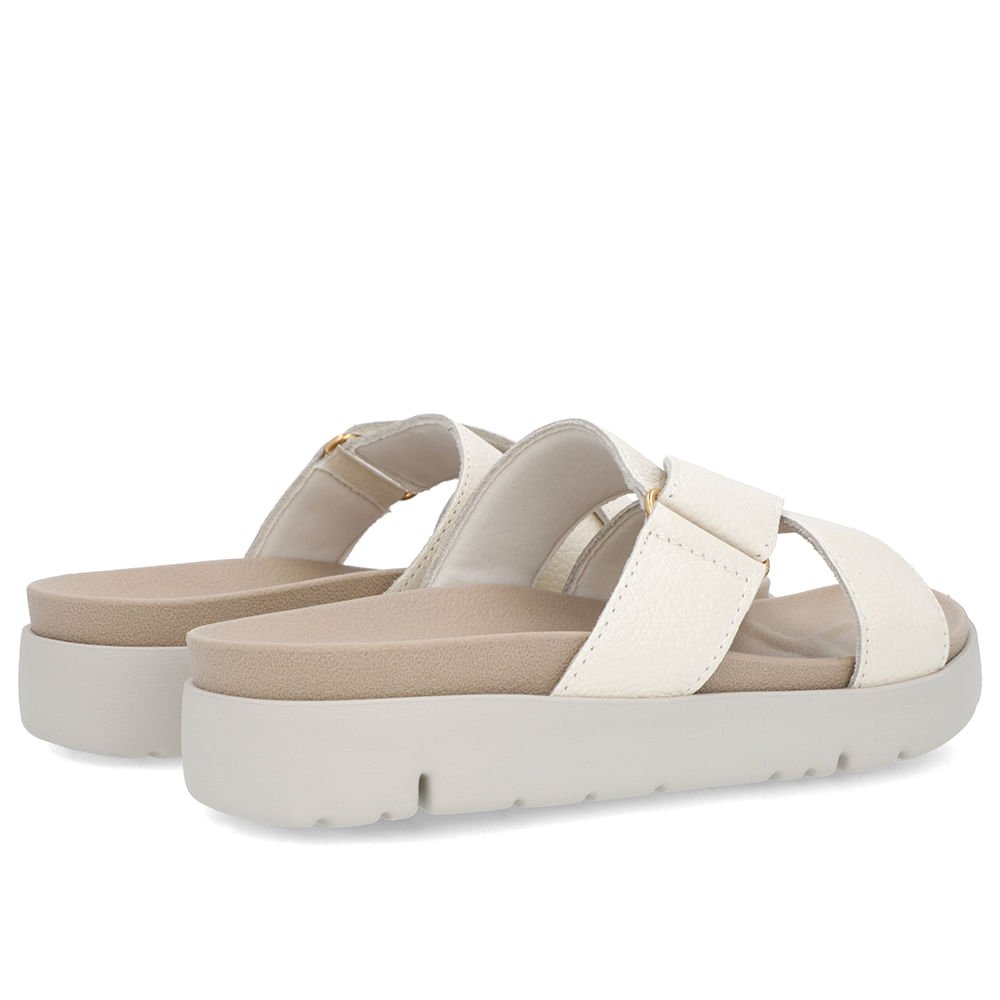 Tamanco Tiras Couro Off-White Branco 3