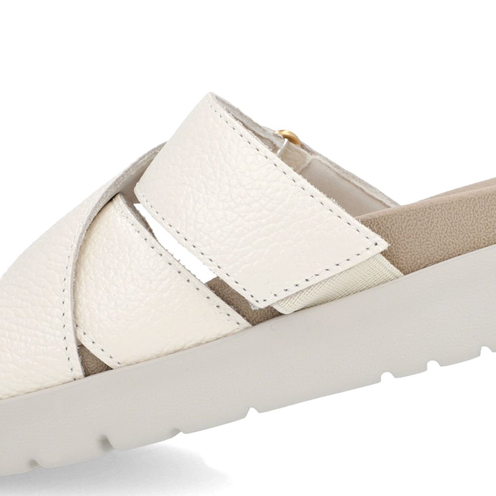 Tamanco Tiras Couro Off-White Branco 4