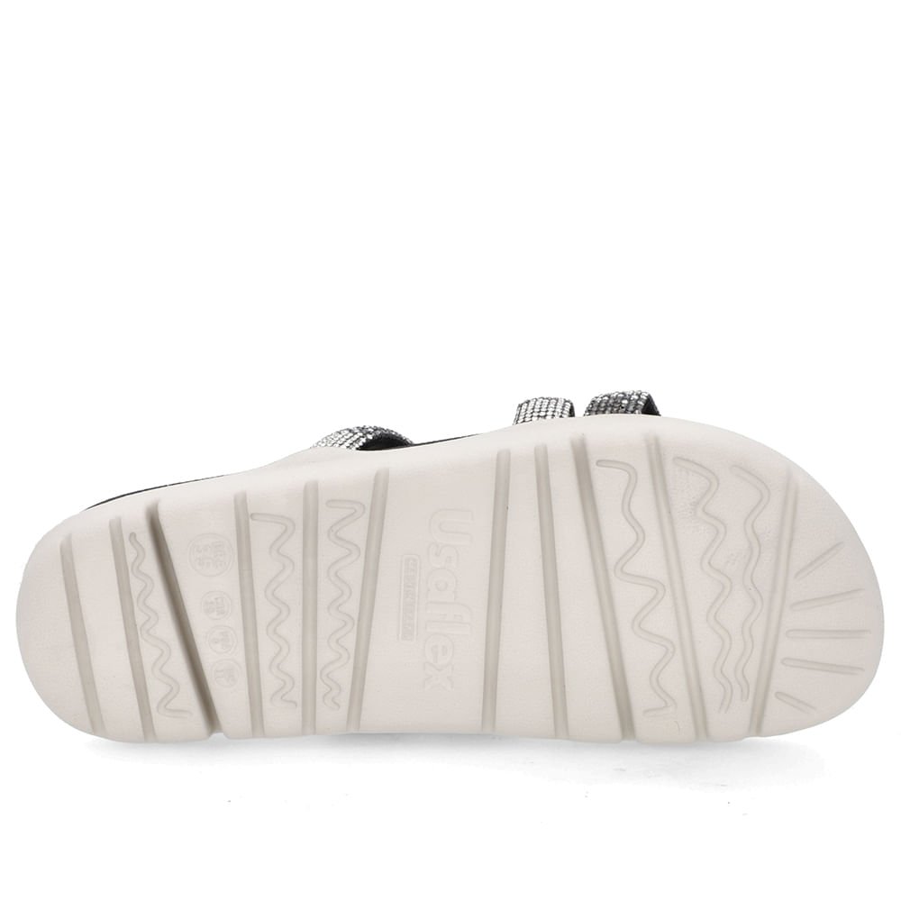 Tamanco Tiras Brilho Strass Preto Preto 5