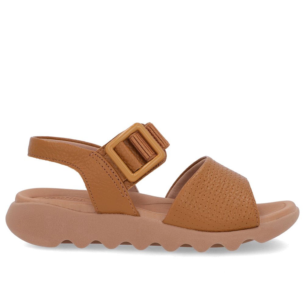 Sandália Marrom Baixa Couro Fivela