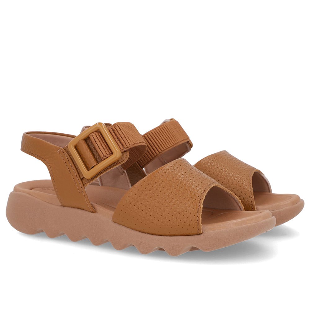 Sandália Marrom Baixa Couro Fivela Marrom 2