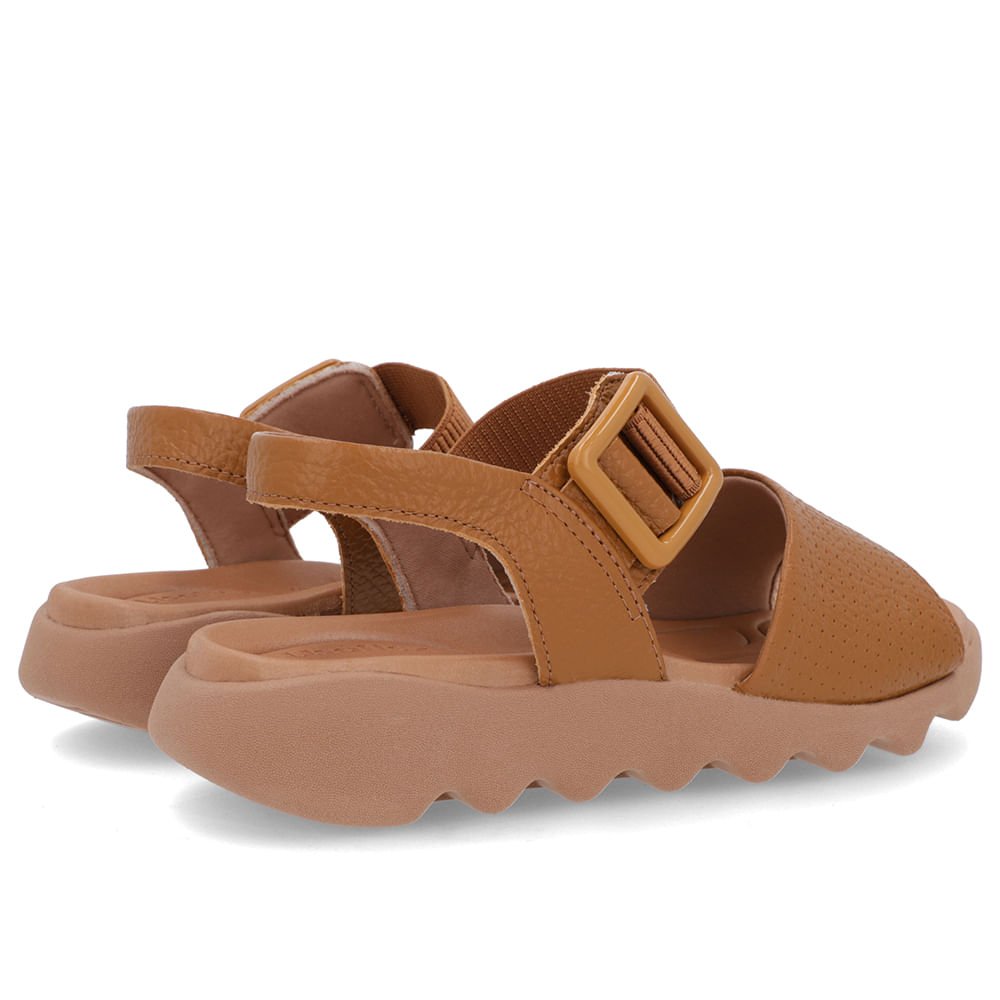 Sandália Marrom Baixa Couro Fivela Marrom 3