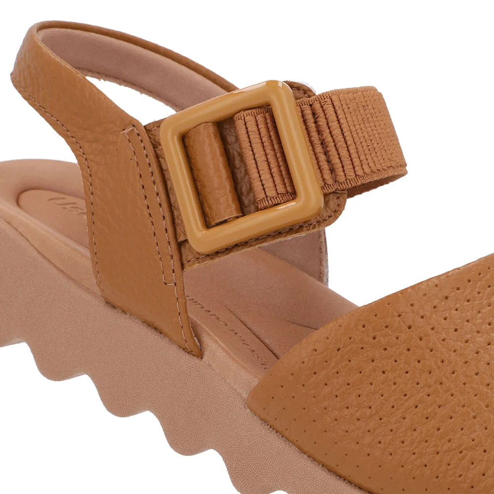 Sandália Marrom Baixa Couro Fivela Marrom 4