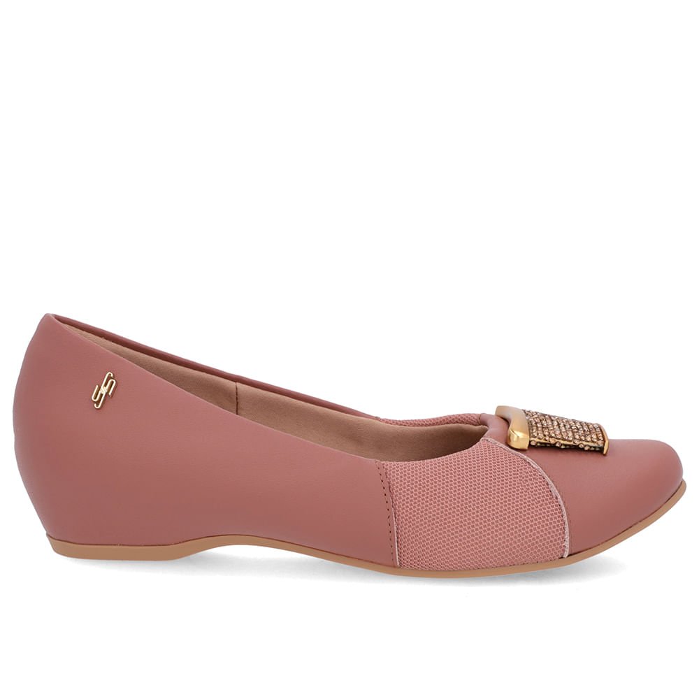 Sapatilha Rosa Vintage Couro Enfeite Brilho Rosa 1