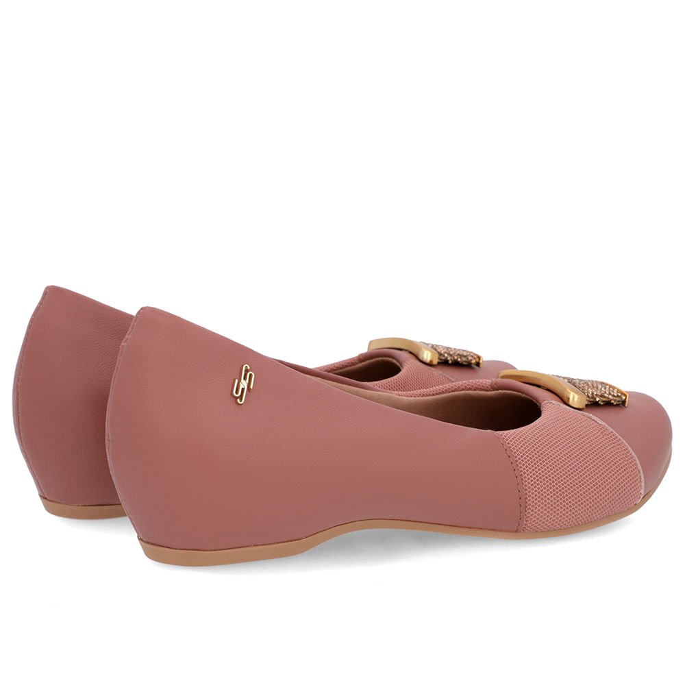 Sapatilha Rosa Vintage Couro Enfeite Brilho Rosa 3