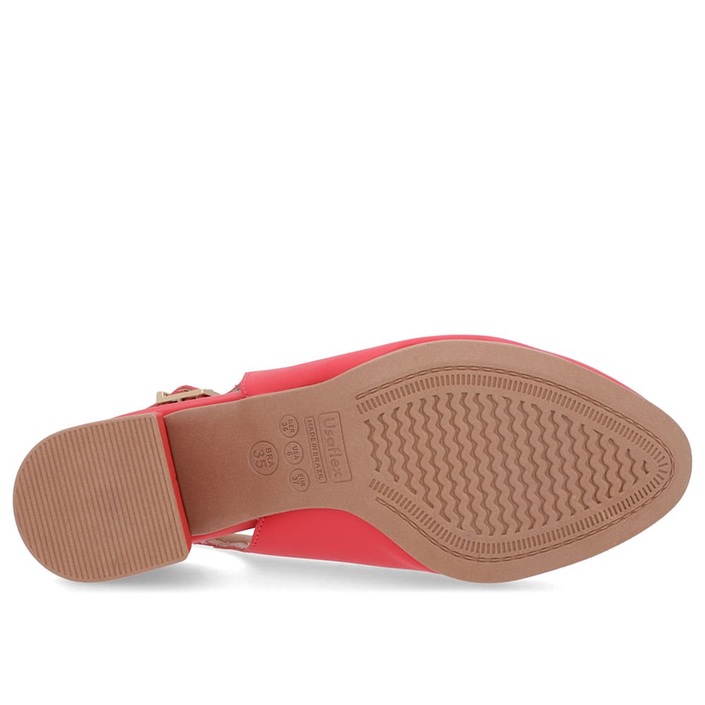 Slingback Vermelho Salto Bloco Couro Recorte V Vermelho 5