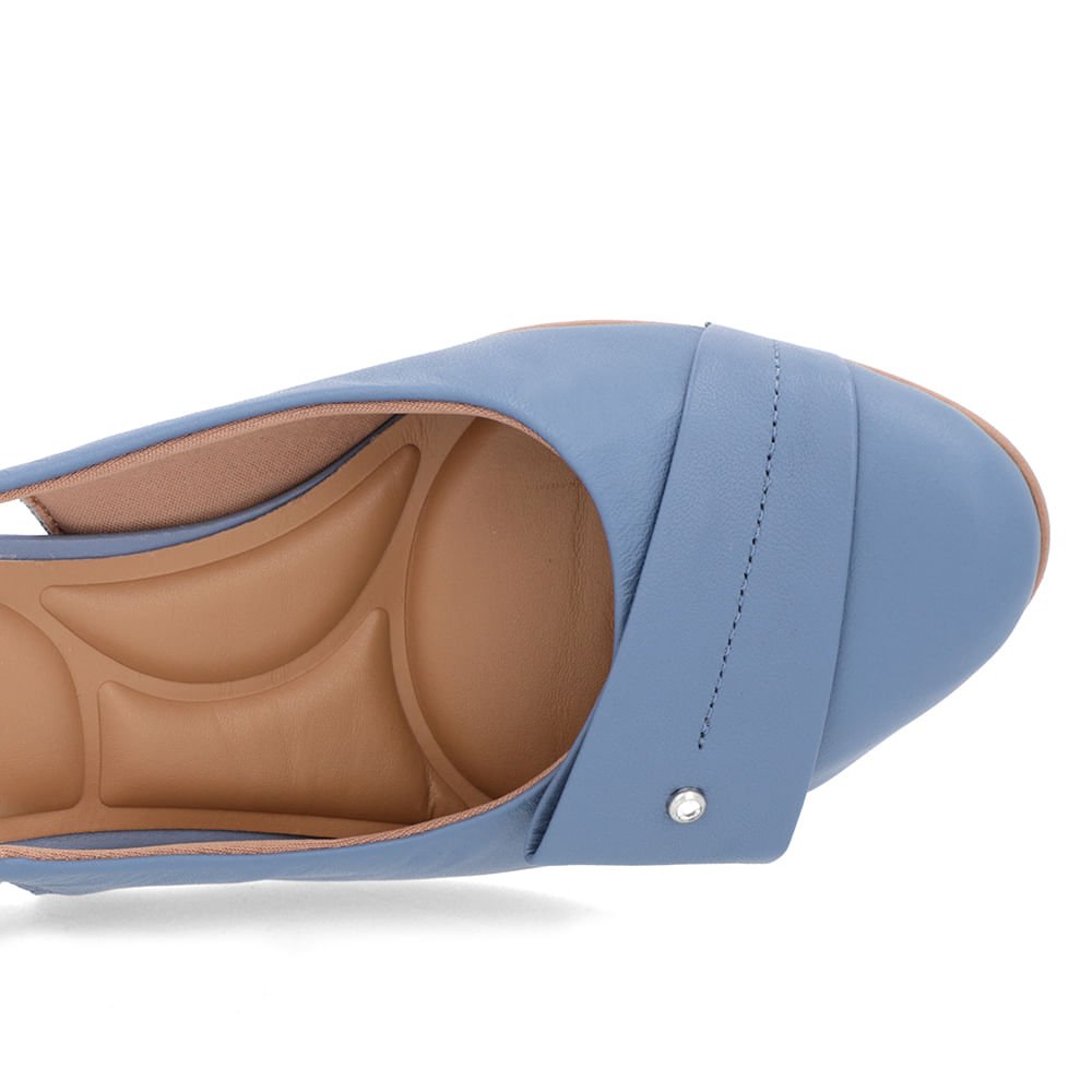 Slingback Azul Salto Bloco Couro Enfeite Azul 4
