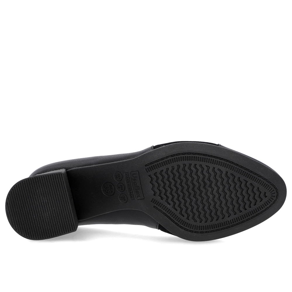 Scarpin Couro Preto Salto Bloco Médio Preto 5