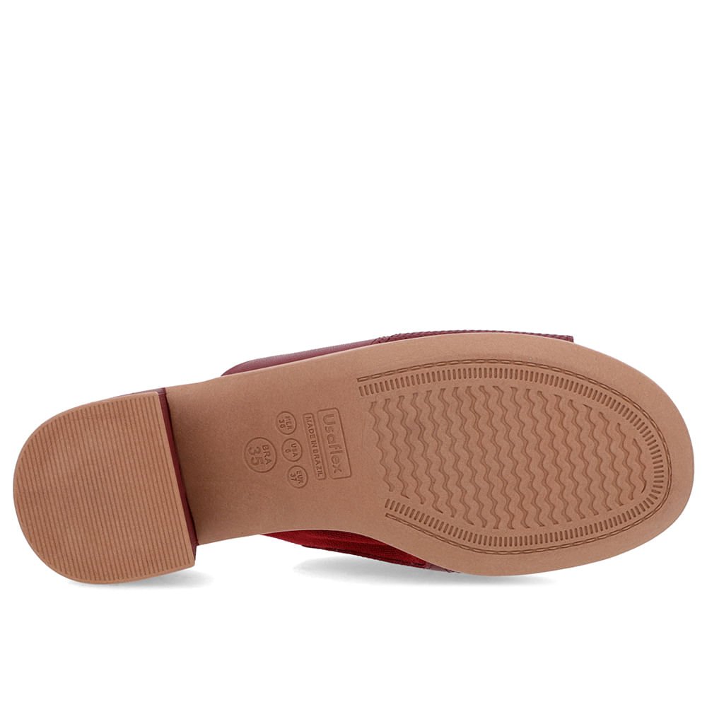 Tamanco Salto Bloco Couro Vermelho Bordô 5