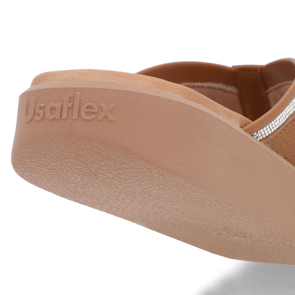 Chinelo Plataforma Couro Marrom Detalhe Brilho Marrom 4