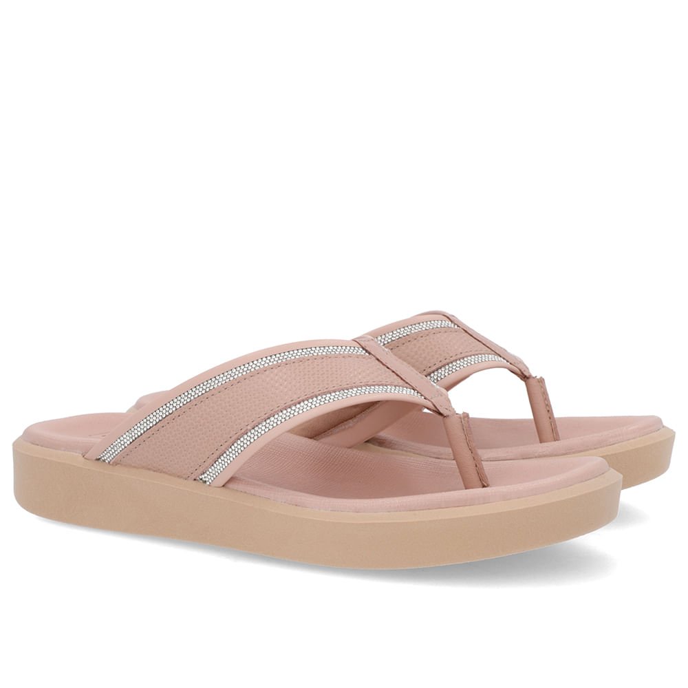 Chinelo Plataforma Couro Rosa Detalhe Brilho Rosa 2