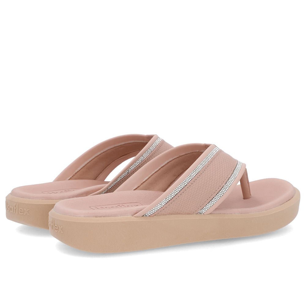 Chinelo Plataforma Couro Rosa Detalhe Brilho Rosa 3