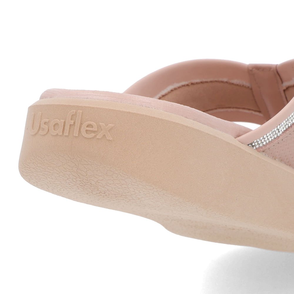Chinelo Plataforma Couro Rosa Detalhe Brilho Rosa 4