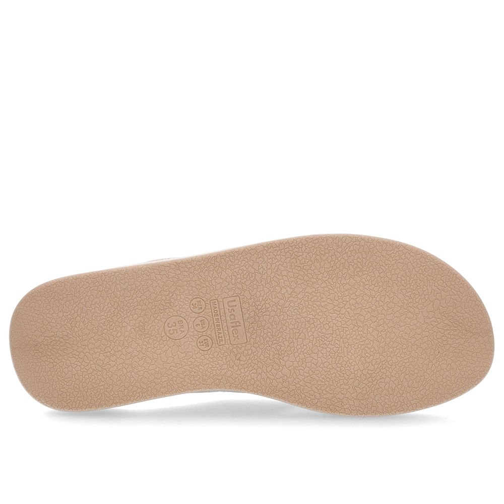 Chinelo Plataforma Couro Laranja Claro Detalhe Brilho Bege 5