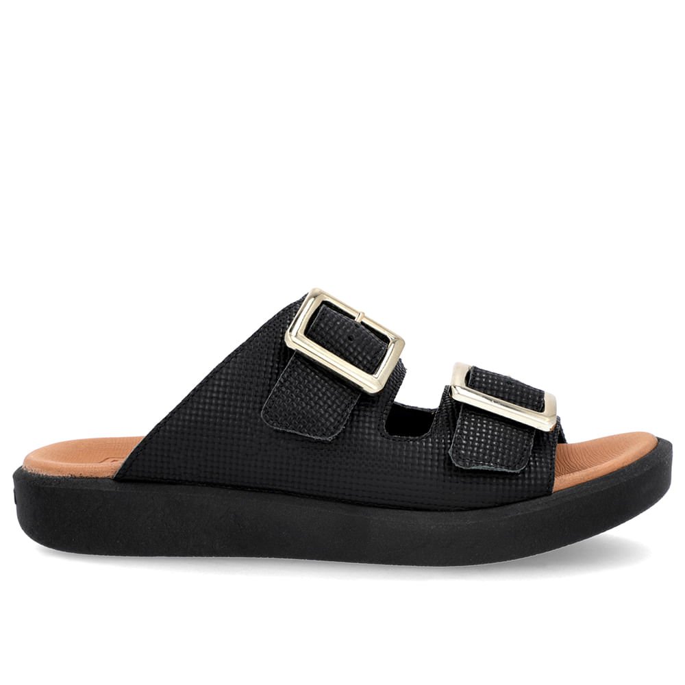 Tamanco Plataforma Couro Preto Fivela Preto 1