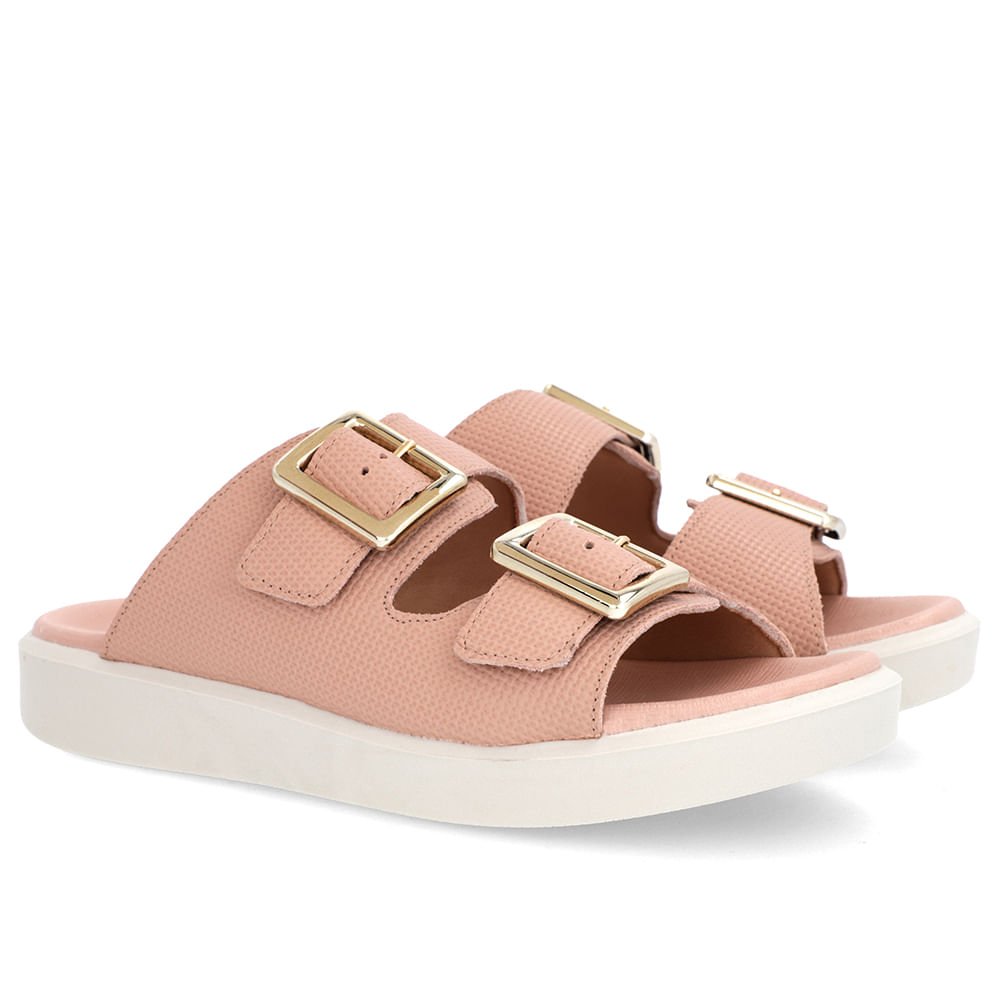 Tamanco Plataforma Couro Rosa Fivela Rosa 2