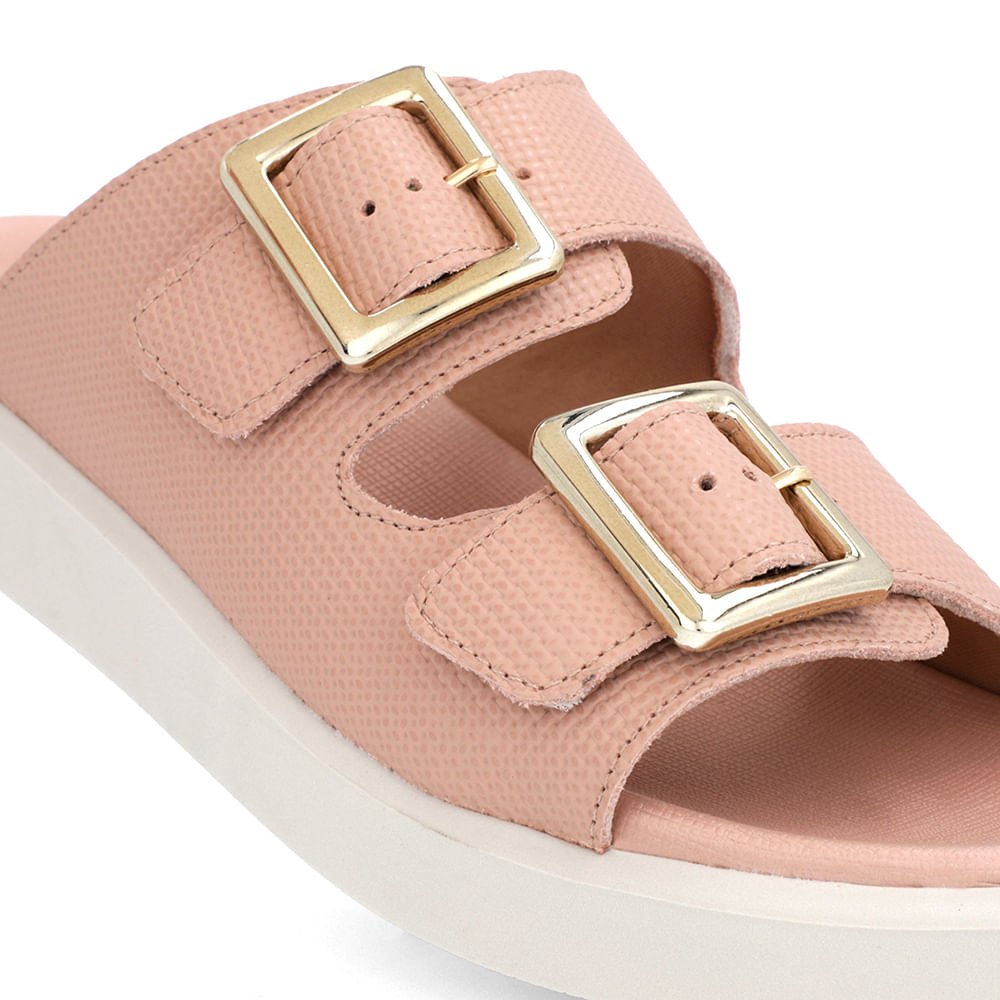 Tamanco Plataforma Couro Rosa Fivela Rosa 4
