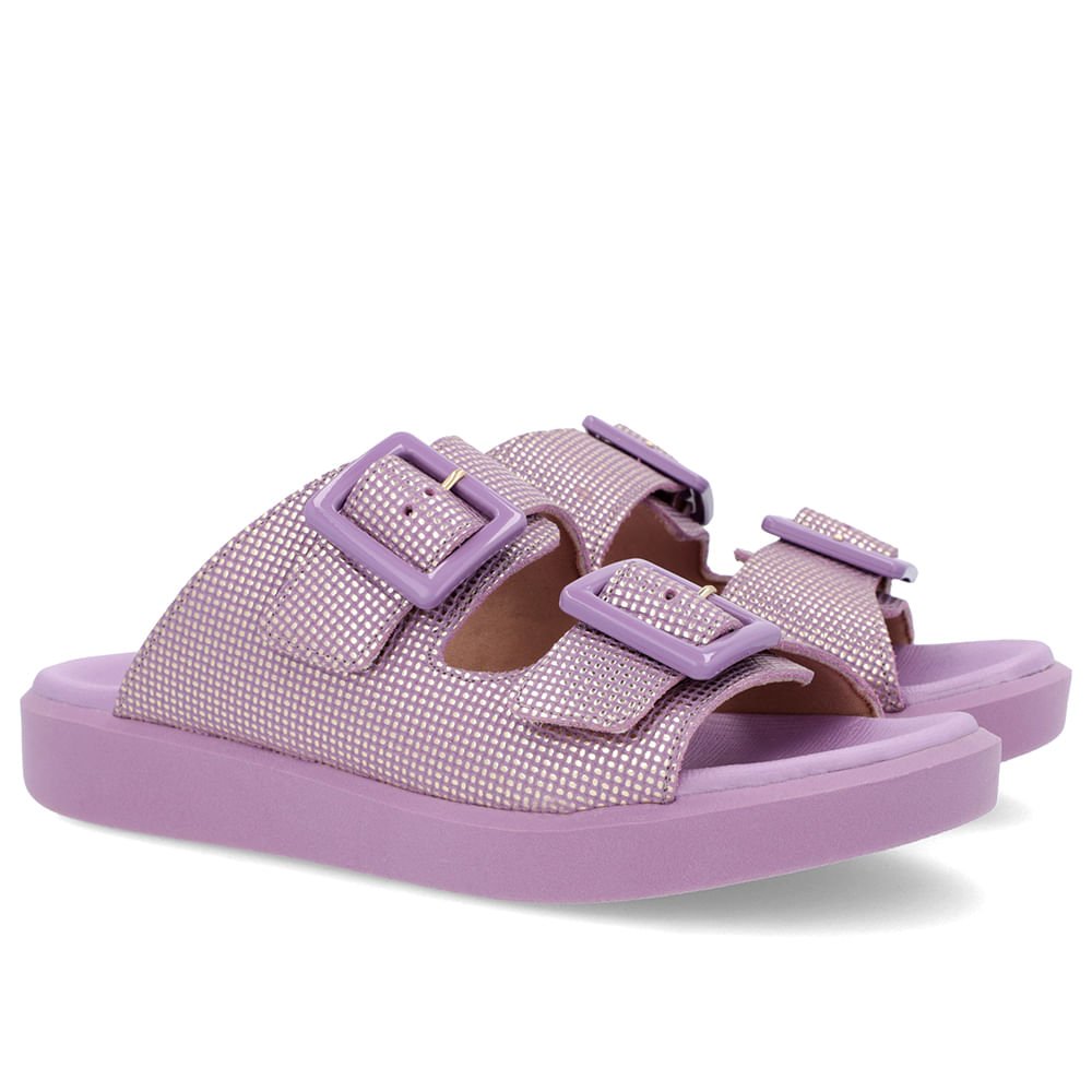 Tamanco Plataforma Couro Lilás Fivela Roxo 2