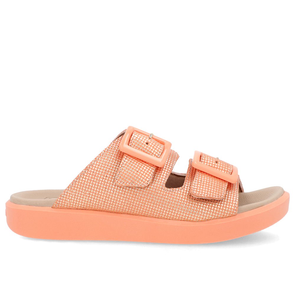 Tamanco Plataforma Couro Laranja Fivela