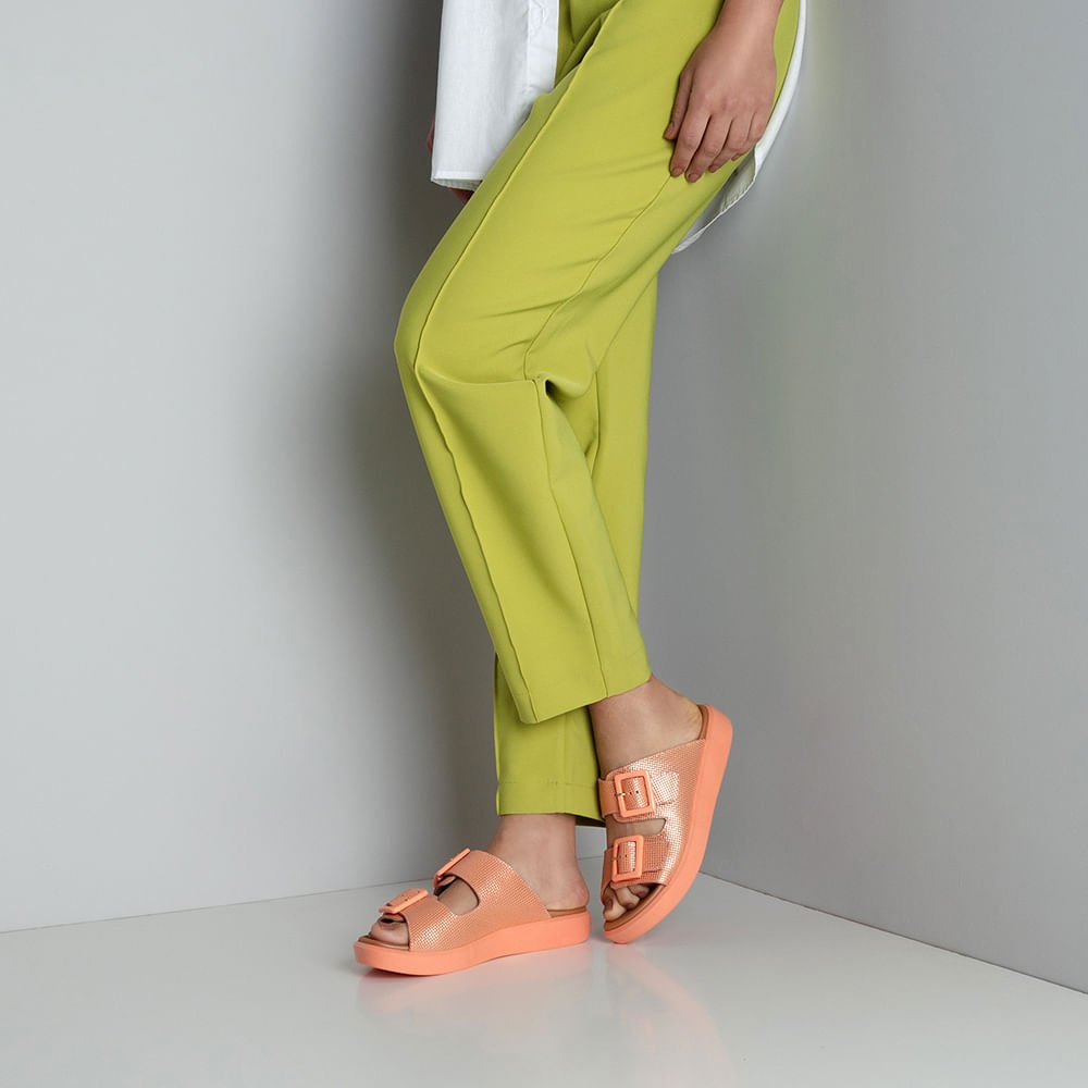 Tamanco Plataforma Couro Laranja Fivela Laranja 4