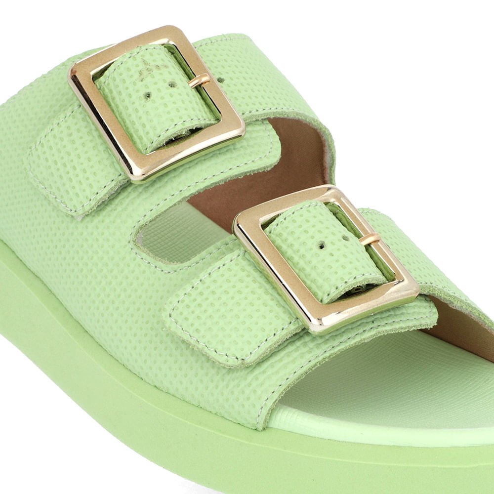 Tamanco Plataforma Couro Verde Fivela Verde 4