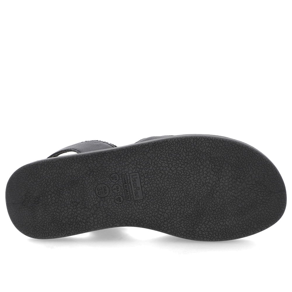 Sandália Plataforma Couro Preta Detalhe Metalizado Preto 5