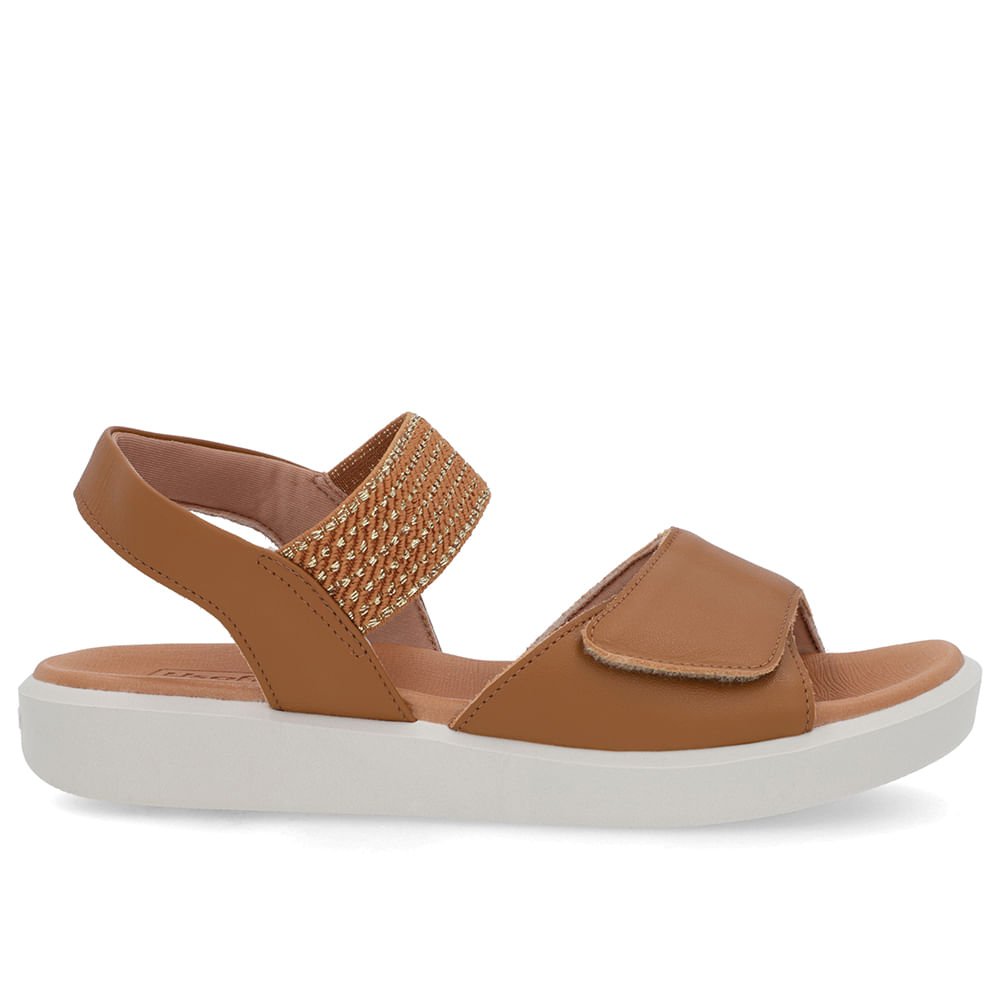 Sandália Plataforma Couro Marrom Detalhe Metalizado