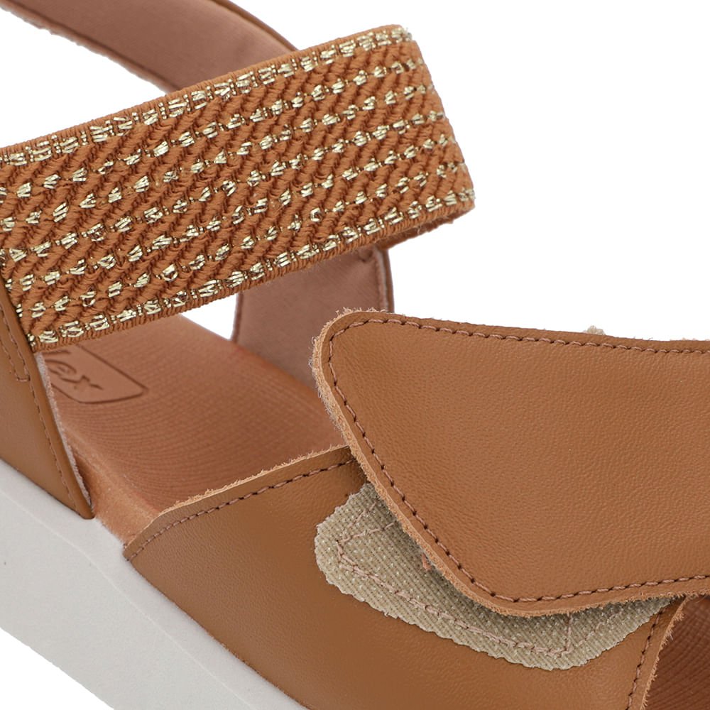 Sandália Plataforma Couro Marrom Detalhe Metalizado Marrom 4