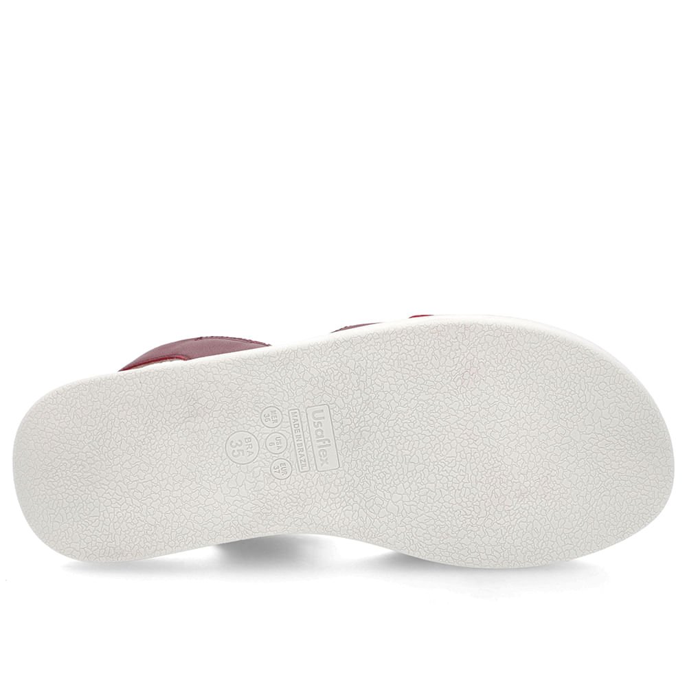 Sandália Plataforma Couro Vermelho Detalhe Metalizado Bordô 5