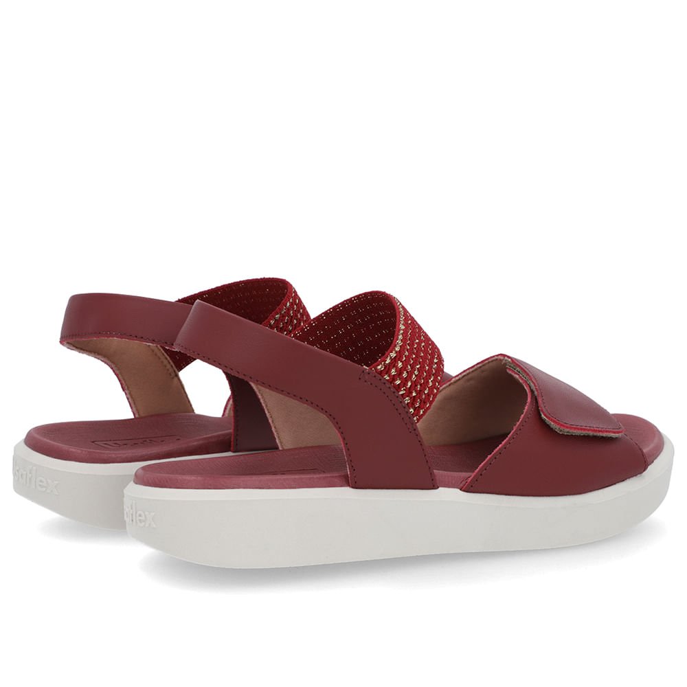 Sandália Plataforma Couro Vermelho Detalhe Metalizado Bordô 3