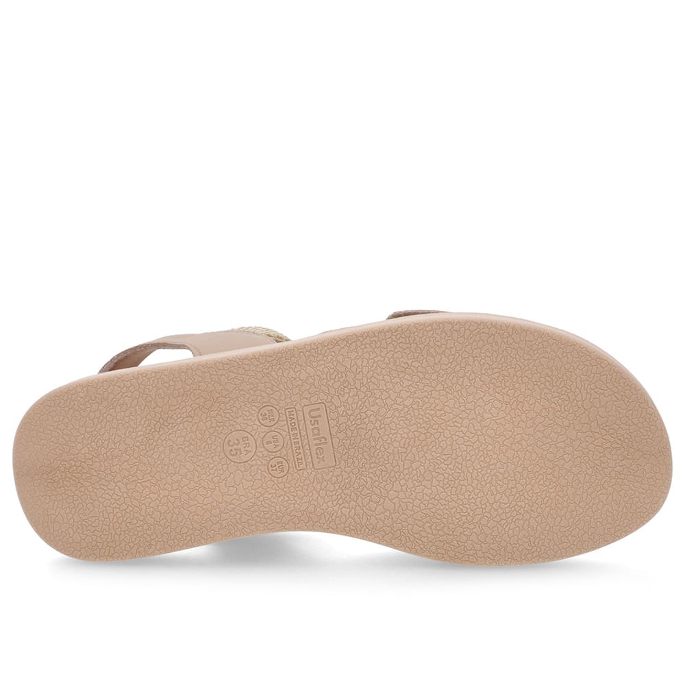 Sandália Plataforma Couro Bege Detalhe Metalizado Bege 5