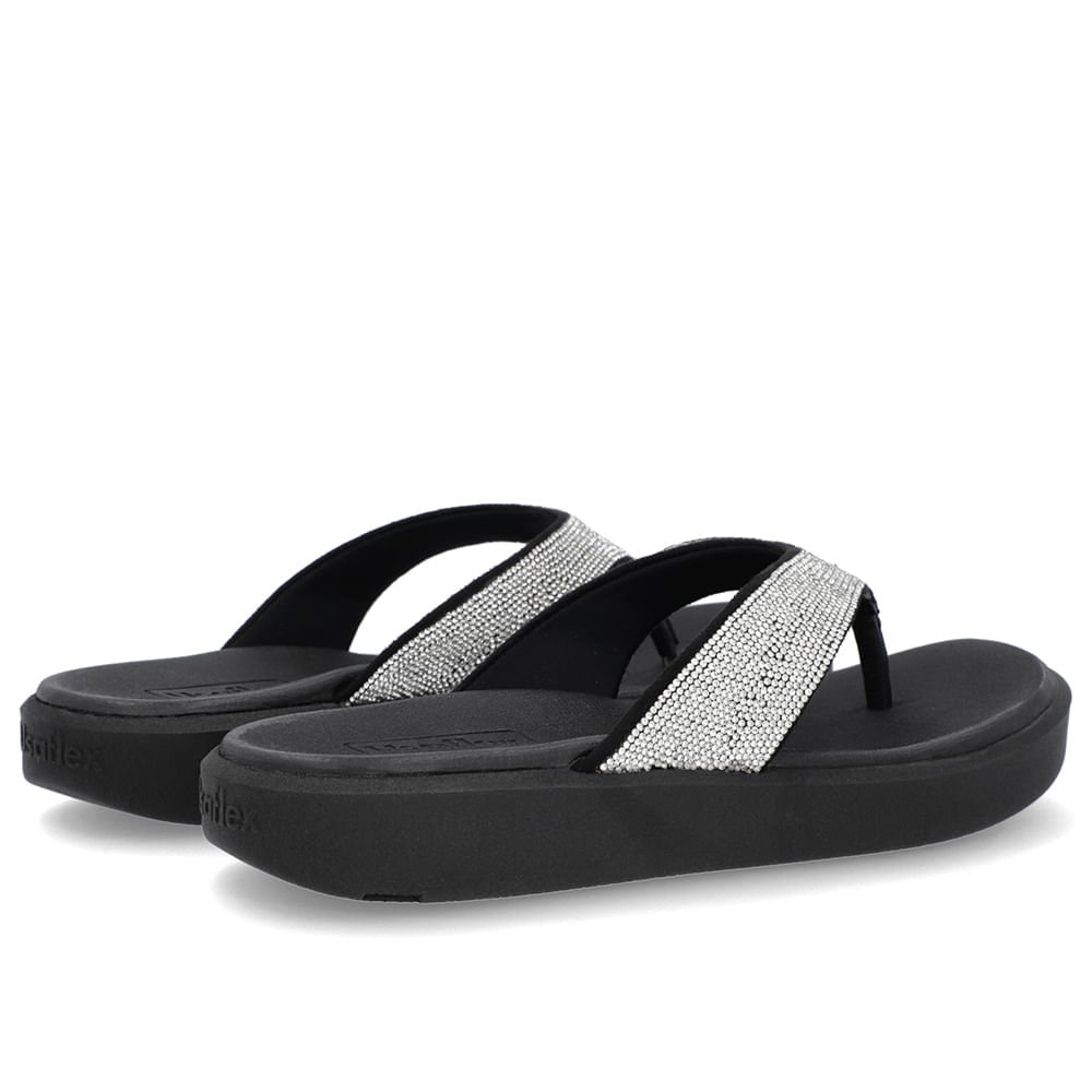 Chinelo Plataforma Couro Preto Brilho Preto 3