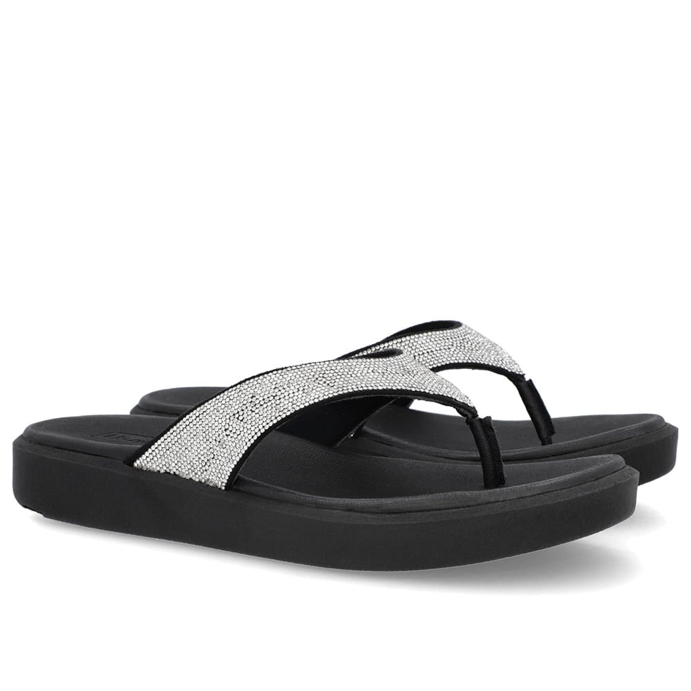 Chinelo Plataforma Couro Preto Brilho Preto 2