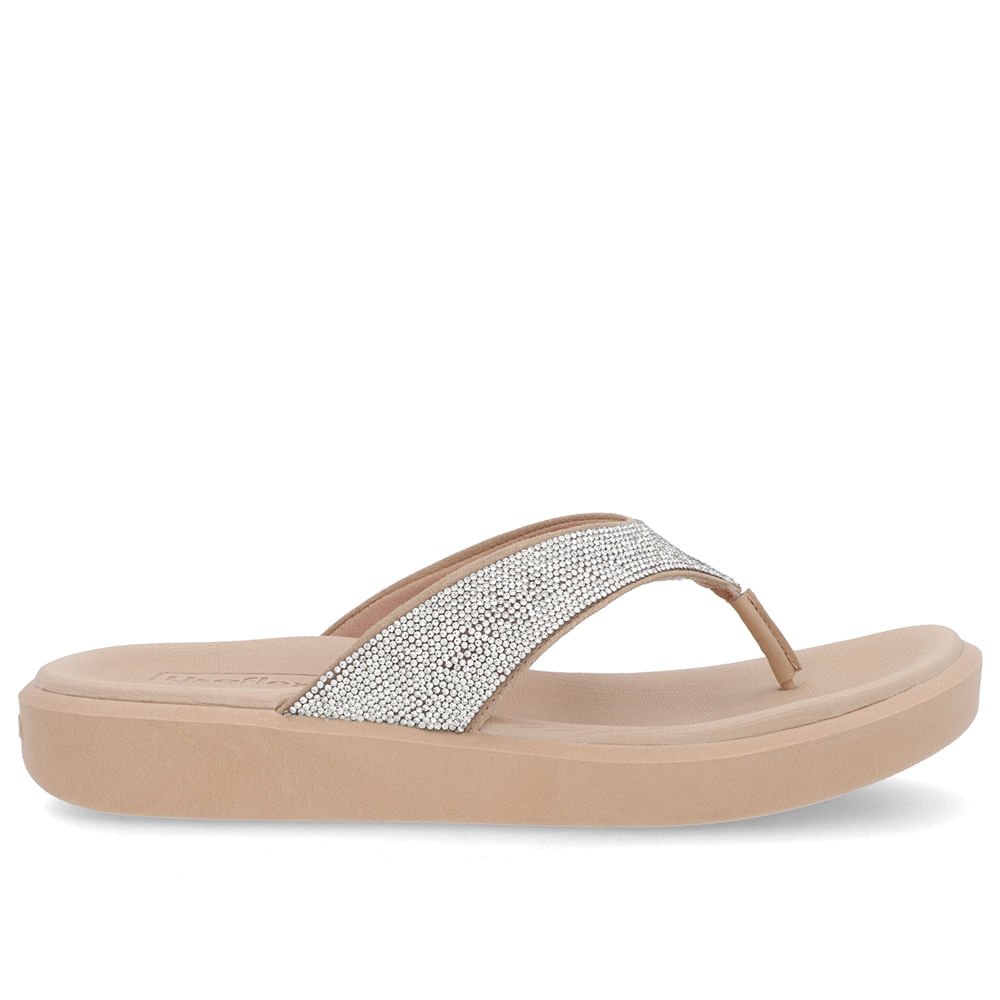 Chinelo Plataforma Couro Bege Brilho Bege 1