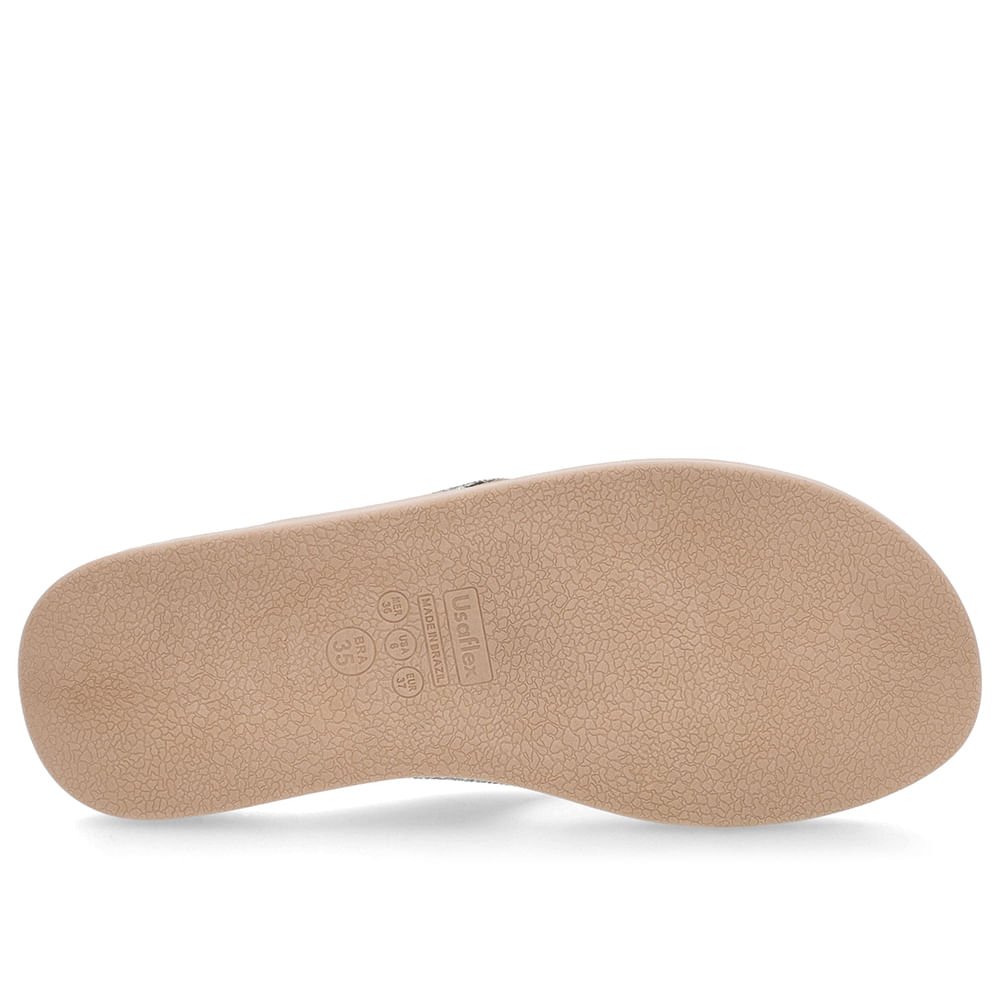 Chinelo Plataforma Couro Bege Brilho Bege 5