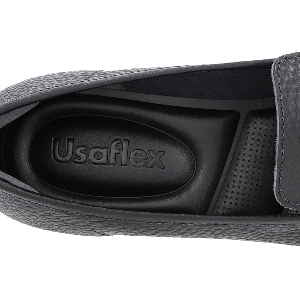 Loafer Preto Salto Bloco Couro Bico Quadrado Preto 4