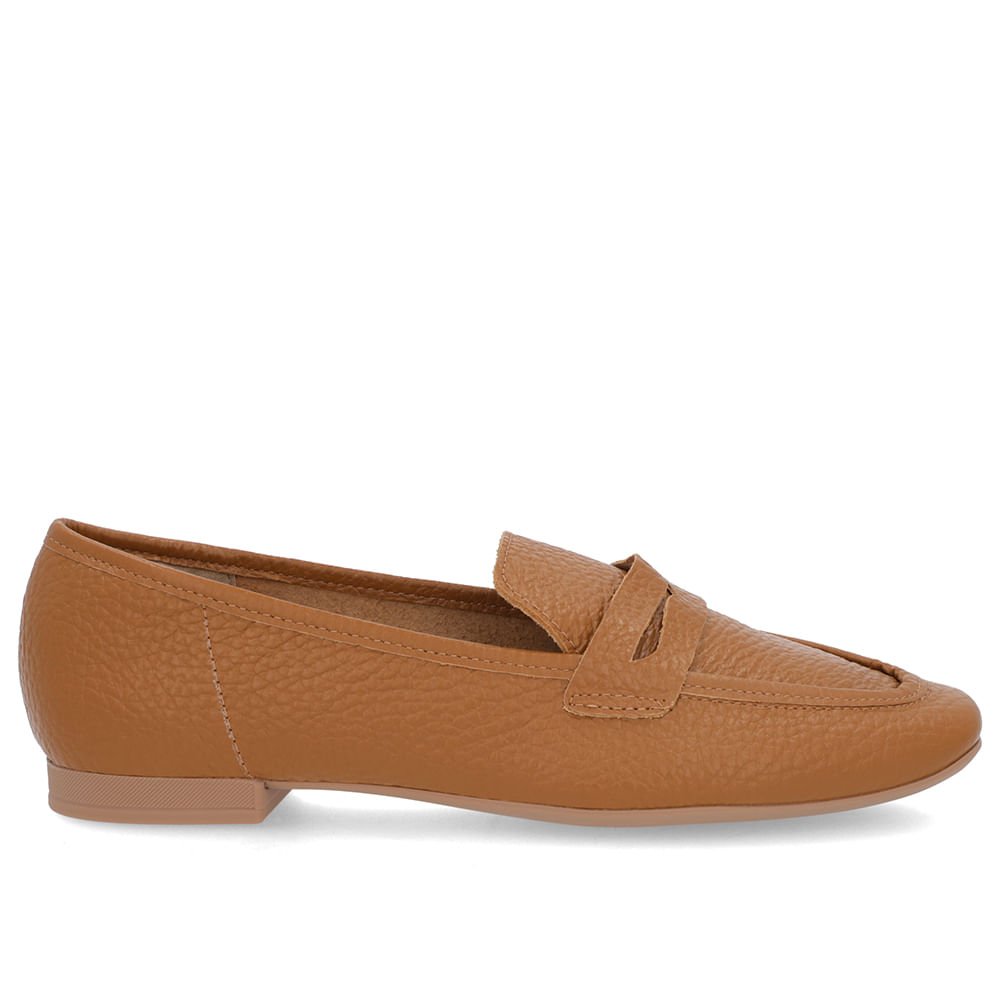 Loafer Marrom Salto Bloco Couro Bico Quadrado Marrom 1