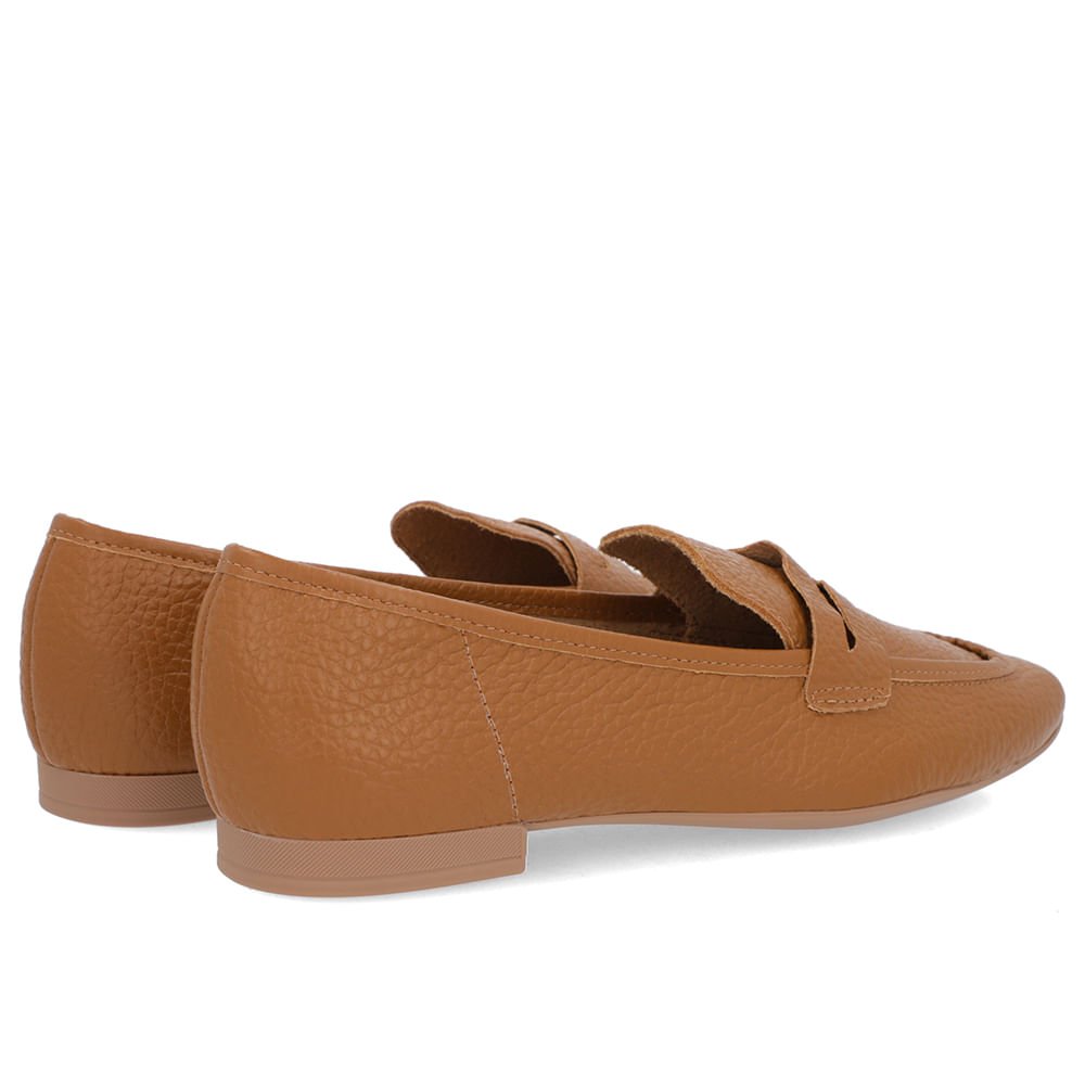 Loafer Marrom Salto Bloco Couro Bico Quadrado Marrom 3