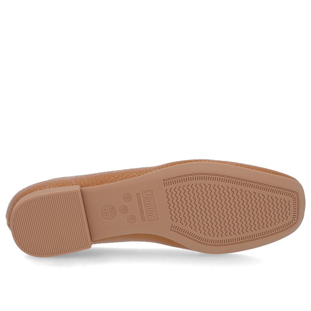 Loafer Marrom Salto Bloco Couro Bico Quadrado Marrom 5