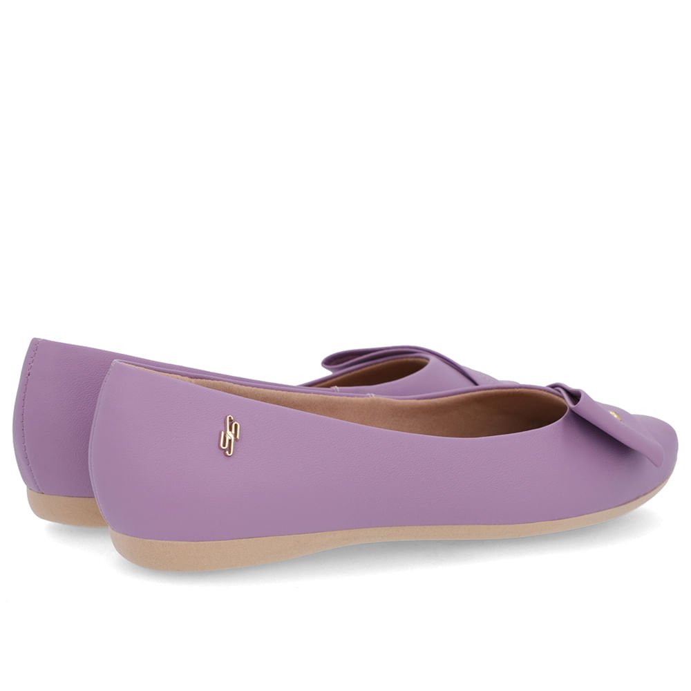 Sapatilha Lilás Couro Tira Enfeite Roxo 3