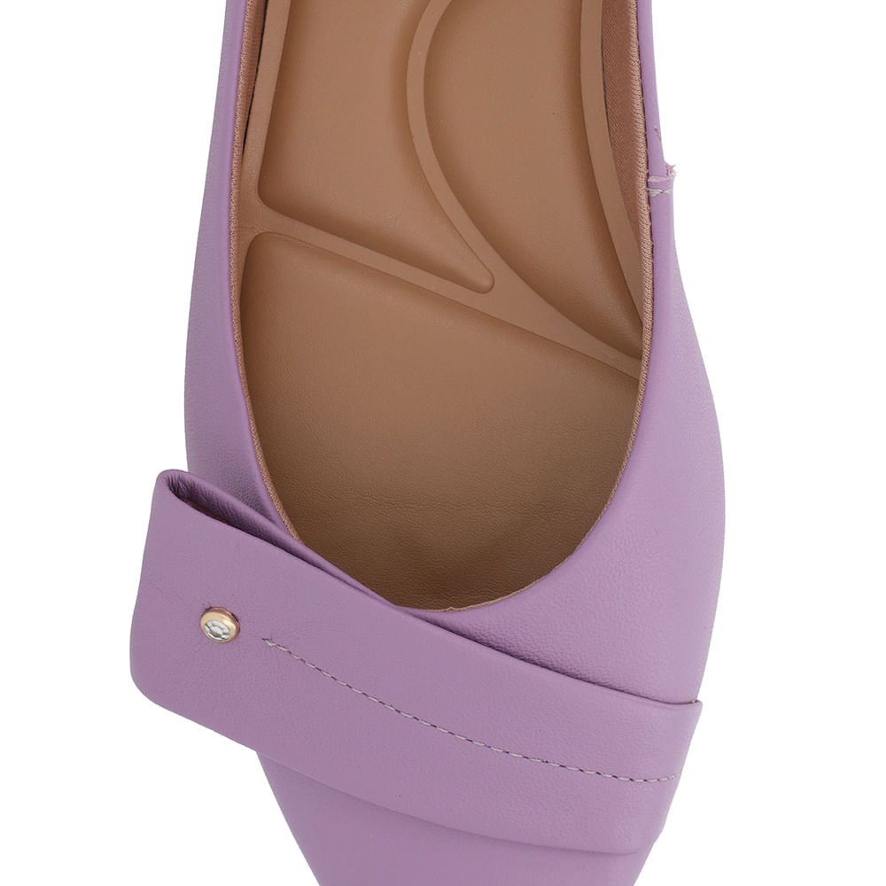 Sapatilha Lilás Couro Tira Enfeite Roxo 4