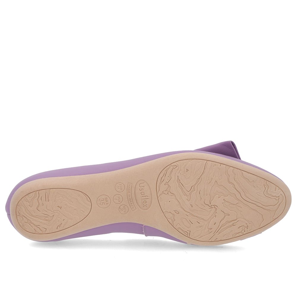 Sapatilha Lilás Couro Tira Enfeite Roxo 5