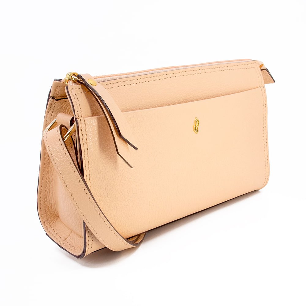 Bolsa Tiracolo Couro Rosa Claro Bege 2