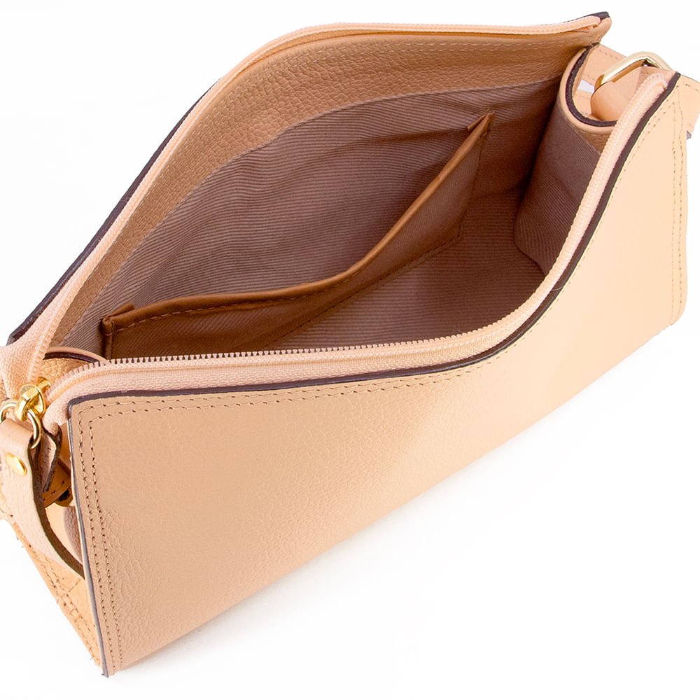 Bolsa Tiracolo Couro Rosa Claro Bege 4