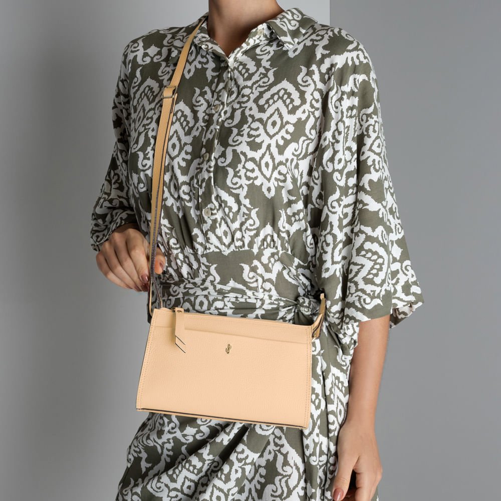 Bolsa Tiracolo Couro Rosa Claro Bege 5