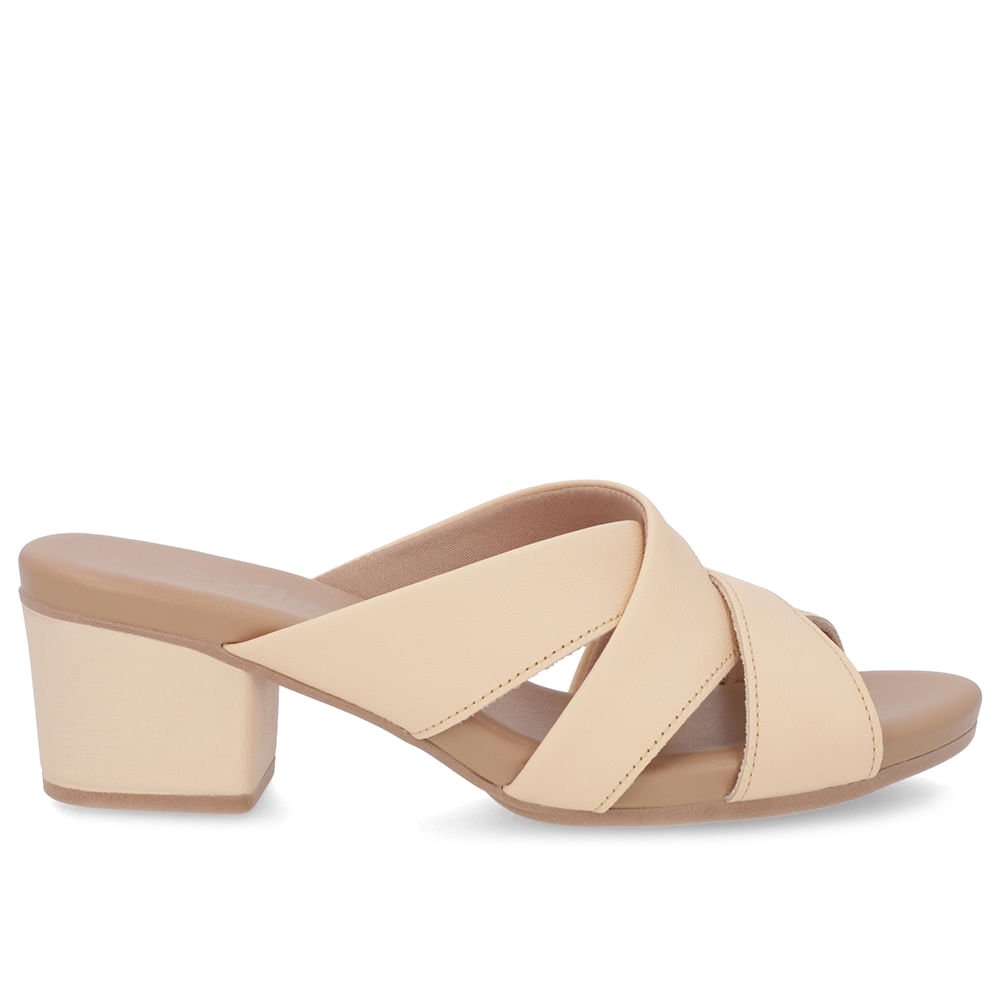 Tamanco Salto Bloco Couro Liso Laranja