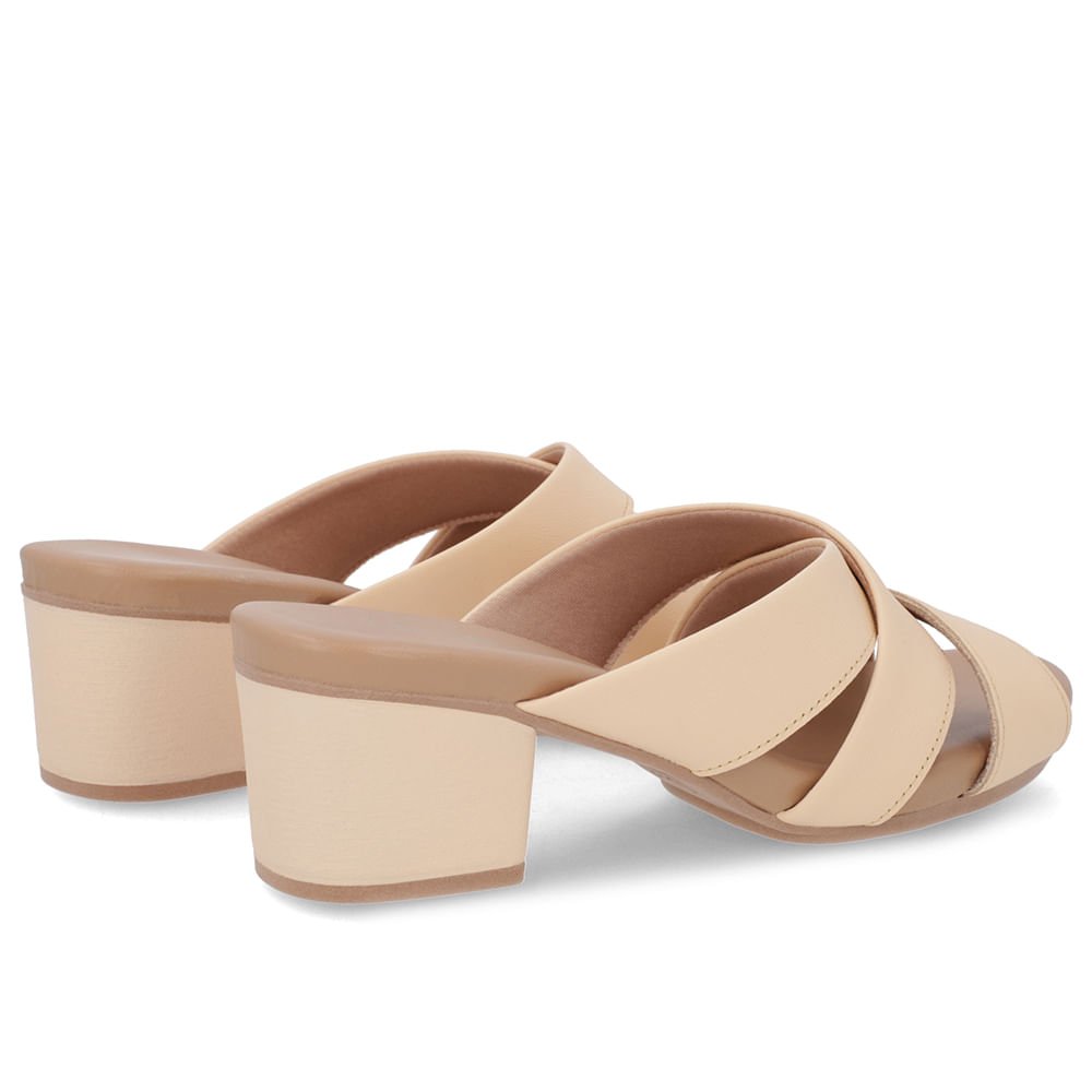 Tamanco Salto Bloco Couro Liso Laranja Bege 3