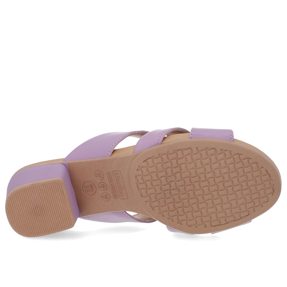 Tamanco Salto Bloco Couro Liso Lilás Roxo 5