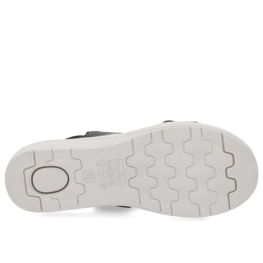 Sandália Anabela Couro Azul Fecho-Flex Azul 5